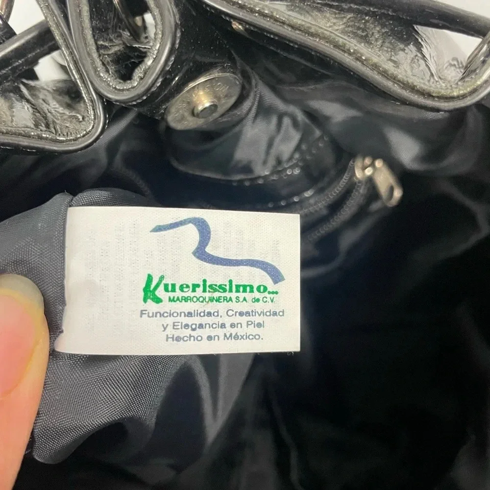 Kuerissimo Green Black Patent Leather Shoulder Bag - Picture 11 of 13